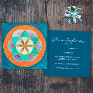 Life Coach Seed Of Life Square Business Card