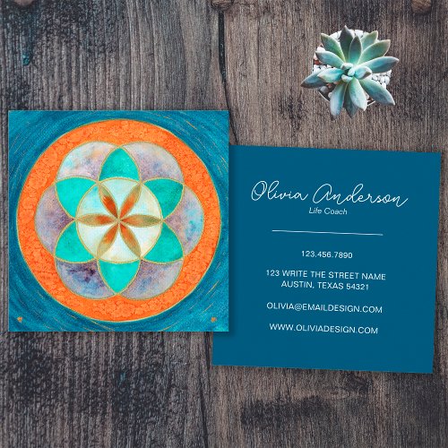 Life Coach Seed Of Life  Square Business Card