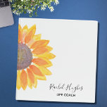 Life Coach Sunflower  3 Ring Binder<br><div class="desc">This simple and stylish Life Coach Binder is decorated with a watercolor yellow sunflower. Easily customizable. You can change Life Coach to your own occupation. Use the Customize Further option to change the text size, style or color if you wish. Because we create our own artwork you won't find this...</div>