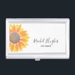 Life Coach Sunflower Business Card Case<br><div class="desc">This simple floral business card case is decorated with a yellow sunflower.
Customize it with your name and occupation.
There are matching business cards in my store.
Original Watercolor © Michele Davies.</div>