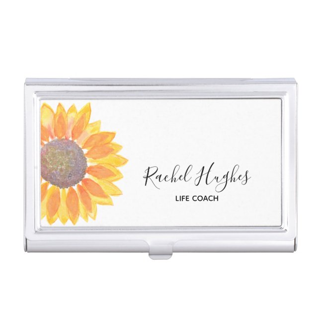 Life Coach Sunflower Business Card Case (Front)