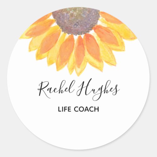 Life Coach Sunflower Classic Round Sticker