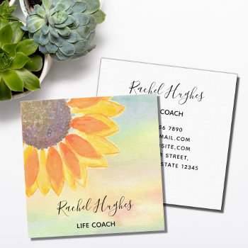 Life Coach Sunflower Colorful Business Card by SewMosaic at Zazzle