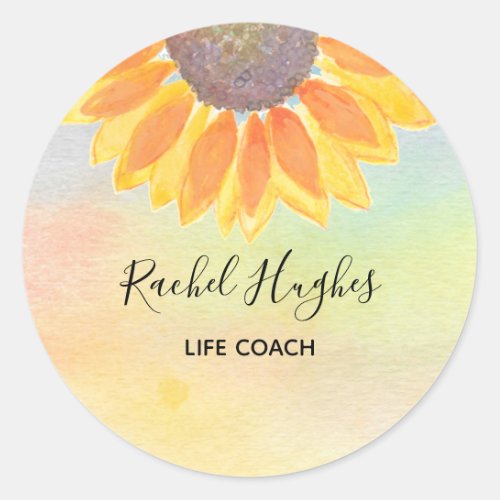 Life Coach Sunflower Colorful  Classic Round Sticker