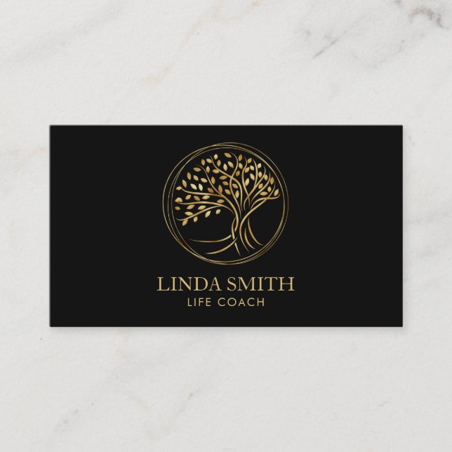 Life Coach Therapist Spa Wellness Cosmetics Tree B Business Card (Front)