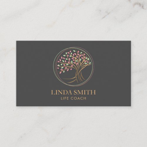 Life Coach Therapist Spa Wellness Cosmetics Tree B Business Card