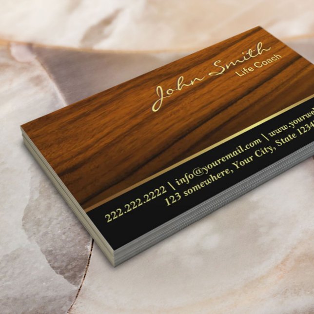 Life Coach Therapy Counseling Elegant Wood Business Card (Creator Uploaded)