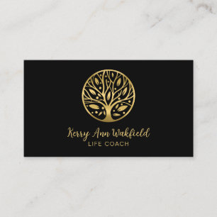 Life coach tree of life therapist yoga healer gold business card