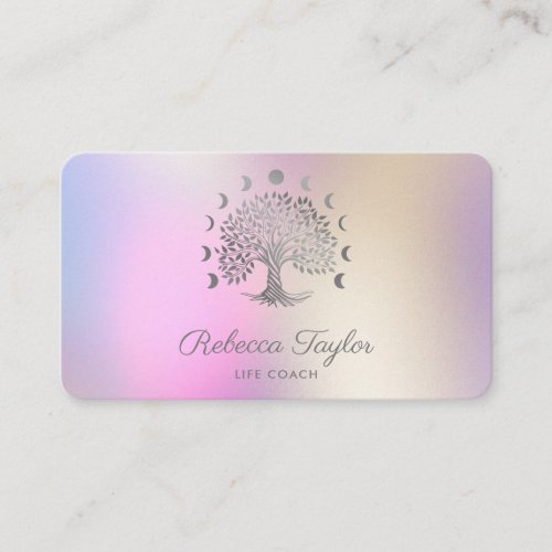 life coach tree of life therapist yoga moon phases business card