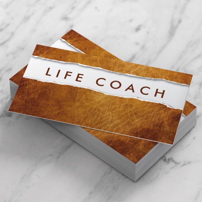 Life Coach Vintage Leather Professional Business Card (Creator Uploaded)