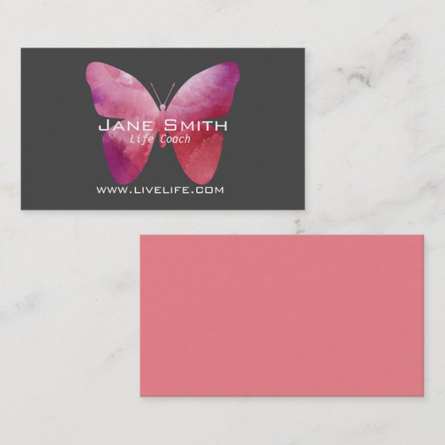 Life Coach wellbeing butterfly freelance Business Card (Front/Back)