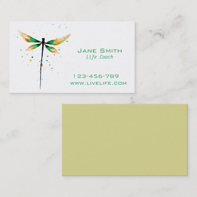 Life Coach wellbeing dragonfly freelance Business Card (Front/Back)