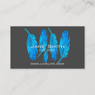 Life Coach wellbeing feathers freelance Business Card