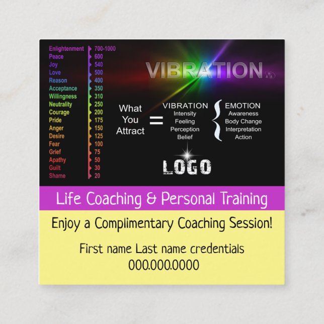 Life Coaching Business Cards (Back)