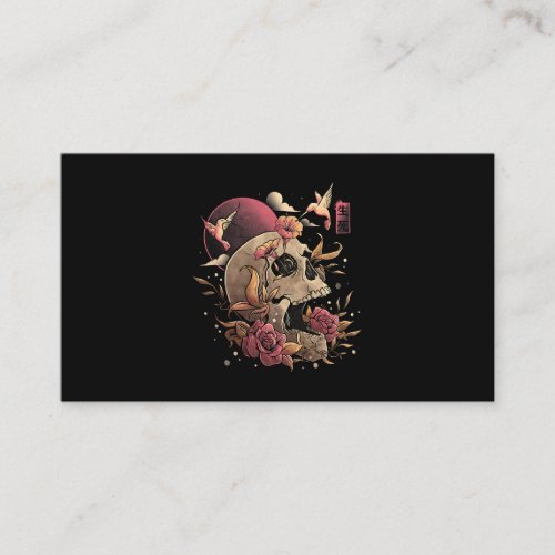 Life  Death Skull Flowers Skeleton Halloween Japa Business Card