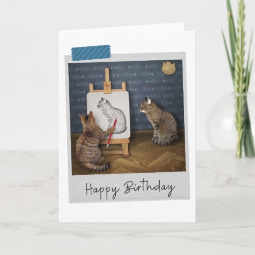Life Drawing Cats Funny Birthday Card