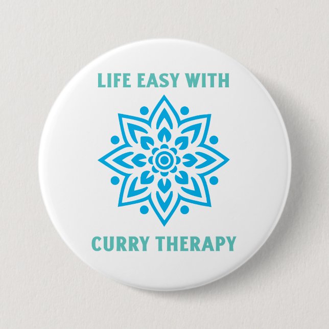Life Easy With Curry Therapy Curry Lover Button (Front)