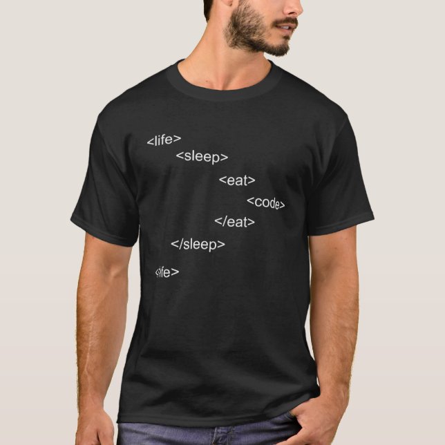 Life Eat Sleep Code Programmer Nerd T-Shirt (Front)