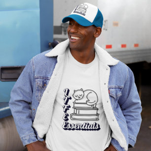 LIFE Essentials Word Art Books & Cats Lovers T-Shirt