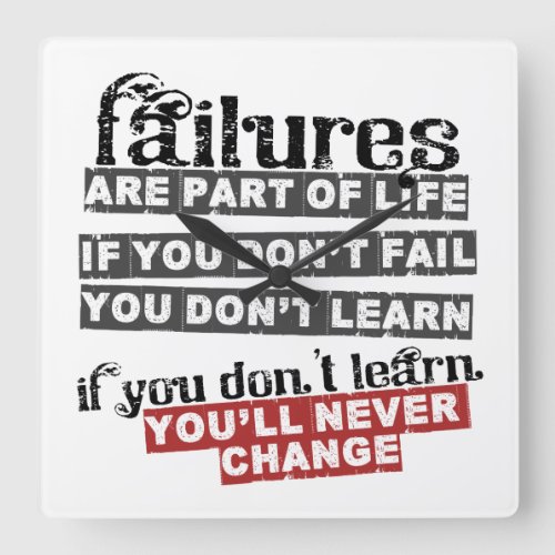 Life Failures Motivation Text Design Clock