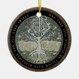 Life Filled with Blessings Message Ceramic Ornament