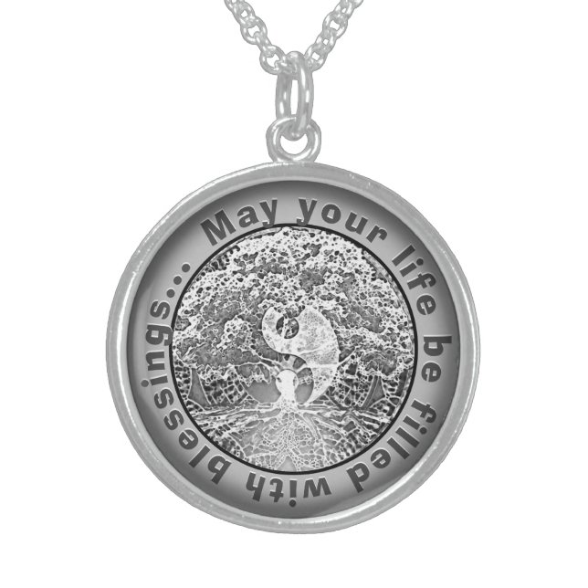 Life Filled with Blessings Sterling Silver Necklace (Front)