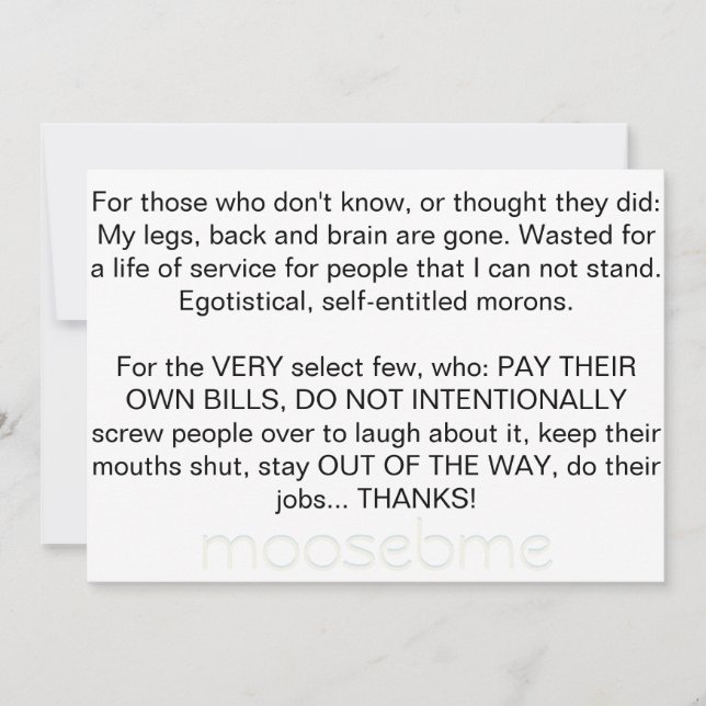 Life for Garbage Thank You Card (Front)