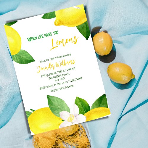 Life Gives Lemons Fun Citrus Summer Bridal Shower  Invitation