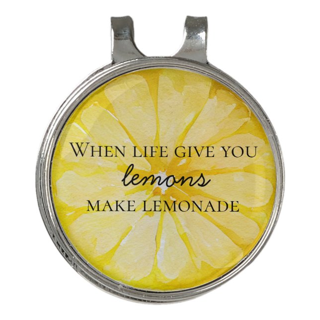 Life Gives You Lemons Quote Golf Hat Clip (Front)