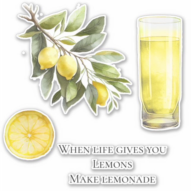 Life Gives You Lemons Quote Lemonade Sticker (Front)