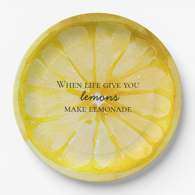 Life Gives You Lemons Quote Paper Plates (Front)