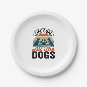 Life Goal All The Dogs Vintage Dog Lover Design_1 Paper Plates