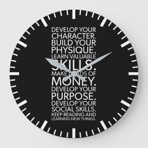 Life Goals For Happiness and Success Large Clock