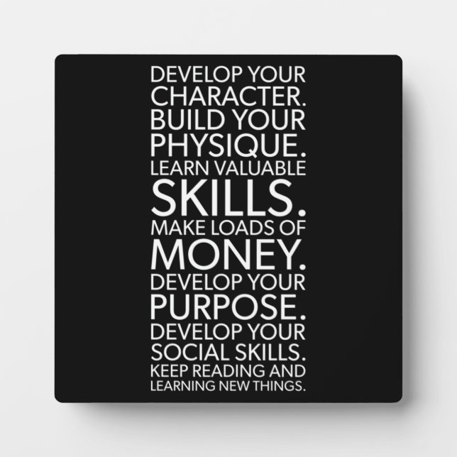 Life Goals For Happiness and Success Plaque (Front)