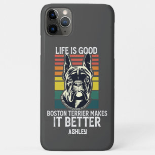 Life Good With Boston Terrier Retro Vintage iPhone 11 Pro Max Case