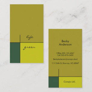 life green, acid, citron and moss abstract art business card