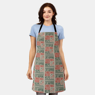 Life Happens Christmas Music Helps Funny Retro Apron