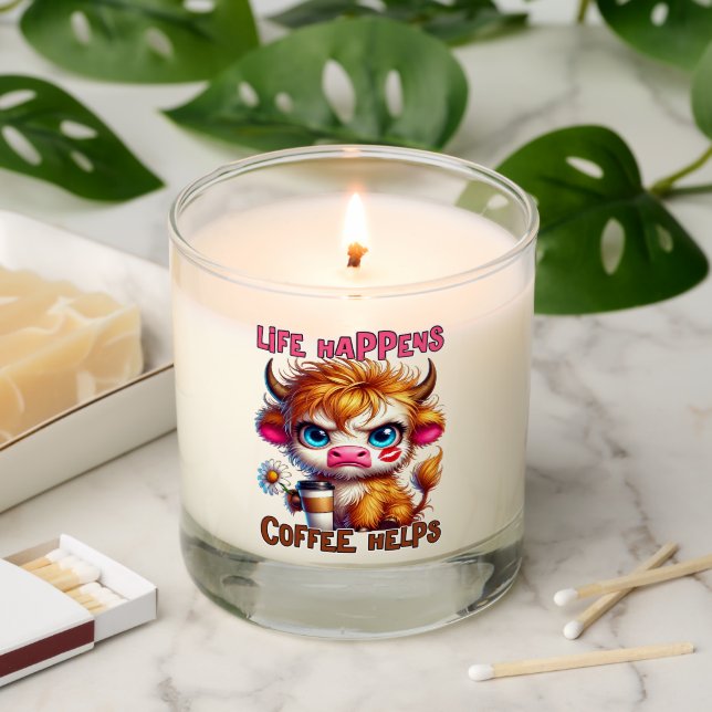 Life Happens Coffee Helps  Scented Candle (Lit)