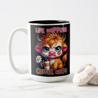 Life Happens Coffee Helps Two-Tone Coffee Mug