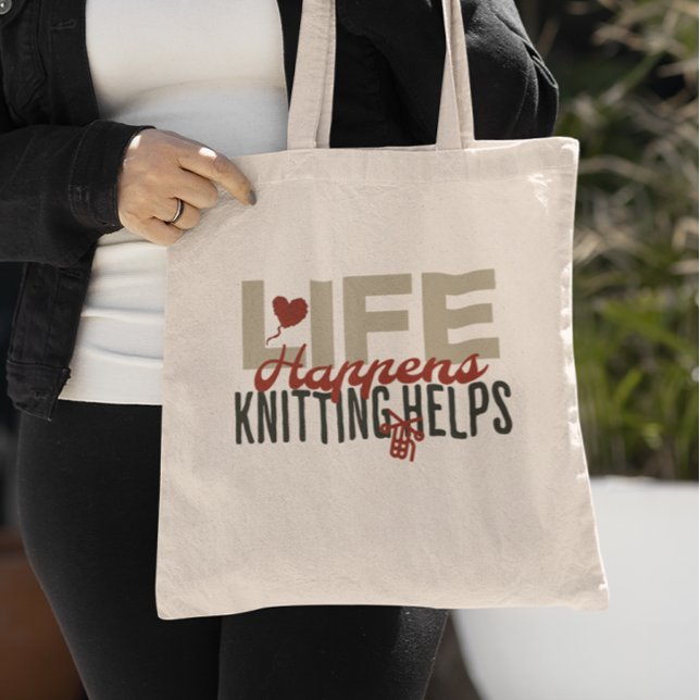 Life Happens Knitting Helps Knitting Lovers Tote Bag (Creator Uploaded)