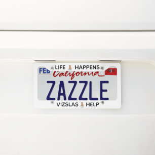 Life Happens Vizslas Help Cartoon License Plate Frame