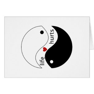 Life hurts, Heart holds yin + yang together, Quote