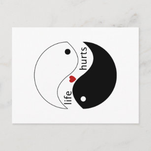 Life hurts, heart, yin-yang Love Brings Together Postcard