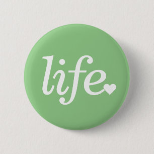 Life in light green button