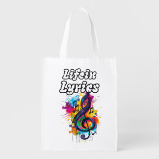 "Life in Lyrics" color notes typography design Grocery Bag
