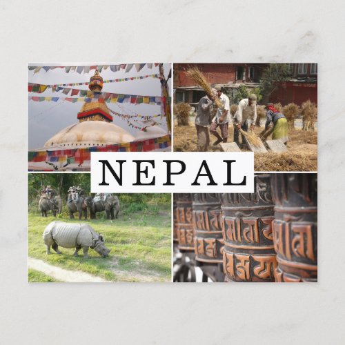 Life in Nepal touristic photo collage Postcard