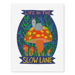 Life in the Slow Lane Cute Snail Mushroom Temporary Tattoos
