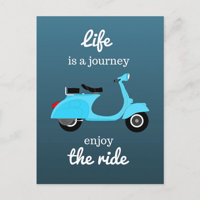 Life Inspirational Quote Blue Ombre Postcard (Front)