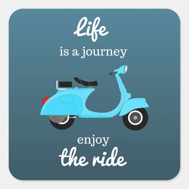 Life Inspirational Quote Blue Ombre Square Sticker (Front)