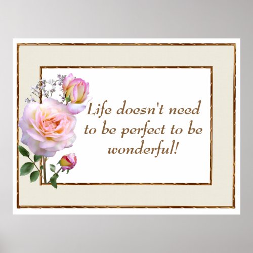 Life Inspirational Quote Brown Pink Poster